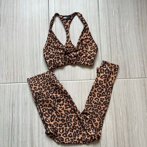 Beach Riot Leopard Print Workout Set - Medium